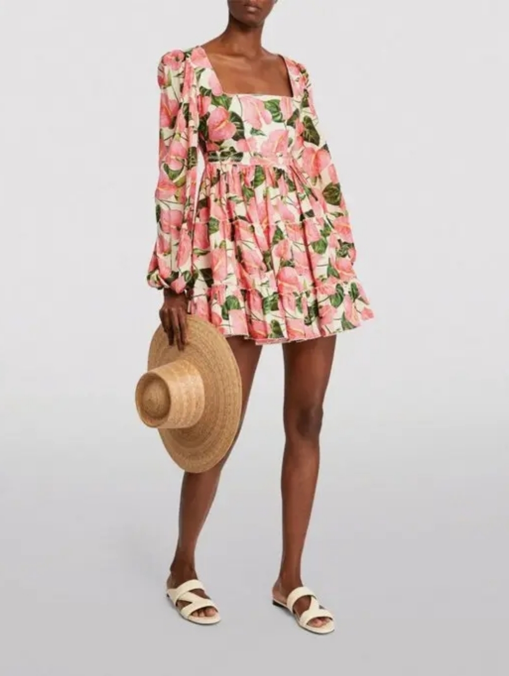 Agua By Agua Bendita Avena Floral Print Mini Dress, Pink Size Small